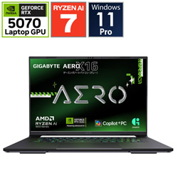 GIGABYTE AERO X16 1WH93JPC64DP ゲーミングノートパソコン AERO X16(RTX 5070) ルーナーホワイト [16.0型 /Windows11 Pro /AMD Ryzen AI 7 /メモリ:32GB /SSD:1TB /Officeソフトなし /日本語版キーボード]