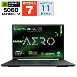 GIGABYTE AERO X16 1VH93JPC64AH ゲーミングノートパソコン AERO X16(RTX 5060) スペースグレイ