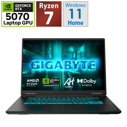 GIGABYTE GAMING A16 3WHK3JP864SH ゲーミングノートパソコン GAMING A16(RTX 5070) ブラックスチール [16.0型 /Windows11 Home /AMD Ryzen 7 /メモリ:32GB /SSD:1TB /Officeソフトなし /日本語版キーボード]