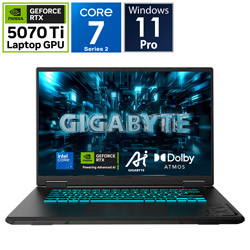 GIGABYTE GAMING A16 PRO DXHG4JPC64SP ゲーミングノートパソコン (RTX 5070Ti) ブラックスチール [16.0型 /Windows11 Pro /intel Core 7 /メモリ:32GB /SSD:1TB /Officeソフトなし /日本語版キーボード]