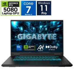 GIGABYTE GAMING A16 PRO DYHG5JPC64SP ゲーミングノートパソコン (RTX 5080) ブラックスチール [16.0型 /Windows11 Pro /intel Core 7 /メモリ:32GB /SSD:1TB /Officeソフトなし /日本語版キーボード]