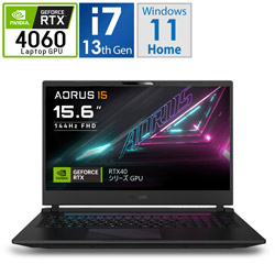 GIGABYTE ゲーミングノートパソコン AORUS 15 BKF-73JP383SH ブラック [15.6型 /Windows11 Home /intel Core i7 /メモリ:8GB /SSD:512GB /Officeソフトなし /日本語版キーボード /2023年7月モデル]