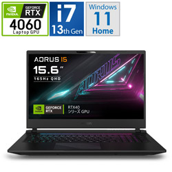 GIGABYTE ゲーミングノートパソコン AORUS 15 BKF-73JP754SH ブラック [15.6型 /Windows11 Home /intel Core i7 /メモリ:16GB /SSD:1TB /Officeソフトなし /日本語版キーボード /2023年11月モデル]