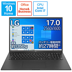 LG ノートパソコン gram オブシディアンブラック 17Z90P-KA78J1 [17.0型 /Windows10 Home /intel Core i7 /メモリ:16GB /SSD:1TB /Office Home and Business /日本語版キーボード /2021年2月モデル]