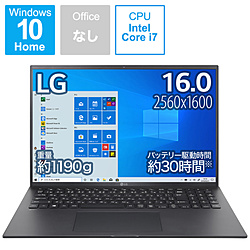 LG ノートパソコン gram オブシディアンブラック 16Z90P-KA78J [16.0型 /Windows10 Home /intel Core i7 /メモリ:16GB /SSD:1TB /無し /日本語版キーボード /2021年2月モデル]