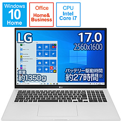LG ノートパソコン gram クオーツシルバー 17Z90P-KA79J1 [17.0型 /Windows10 Home /intel Core i7 /メモリ:16GB /SSD:1TB /Office HomeandBusiness /2021年2月発売モデル]