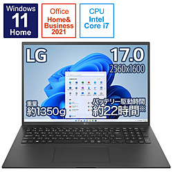 LG ノートパソコン gram オブシディアンブラック 17Z95P-KA78J1 [17.0型 /Windows11 Home /intel Core i7 /メモリ:16GB /SSD:1TB /Office HomeandBusiness /日本語版キーボード /2021年11月モデル]