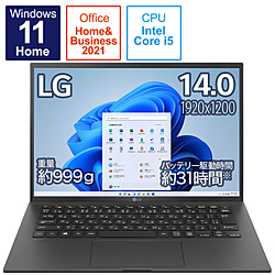 LG ノートパソコン gram オブシディアンブラック 14Z95P-KR55J1 [14.0型 /Windows11 Home /intel Core i5 /メモリ:8GB /SSD:512GB /Office HomeandBusiness /日本語版キーボード /2021年11月モデル]