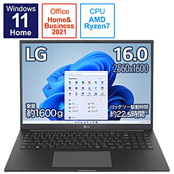 LG ノートパソコン Ultra PC チャコールグレー 16U70Q-KA79J1 [16.0型 /Windows11 Home /AMD Ryzen 7 /メモリ:16GB /SSD:1TB /Office HomeandBusiness /日本語版キーボード /2022年夏モデル]