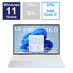 LG ノートパソコン LG gram オーロラホワイト 16Z90RS-KA76J [16.0型 /Windows11 Home /intel Core i7 /メモリ:16GB /SSD:1TB /無し /日本語版キーボード /2023年4月モデル]