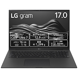 LG ノートパソコン gram Pro 17Z90SP-MA78J [17.0型 /Windows11 Home /intel Core Ultra 7 /メモリ:16GB /SSD:1TB /無し /英語版キーボード /2024年01月モデル]