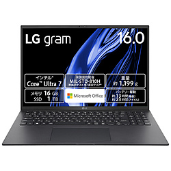 LG ノートパソコン LG gram 16Z90S-MA78J2 [16.0型 /Windows11 Home /intel Core Ultra 7 /メモリ:16GB /SSD:1TB /Office Home and Business /日本語版キーボード /2024年01月モデル]