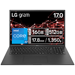 LG ノートパソコン LG gram オブシディアンブラック 17Z90RU-GA55J [17.0型 /Windows11 Home /intel Core i5 /メモリ:16GB /SSD:512GB /無し /日本語版キーボード /2025年2月モデル]
