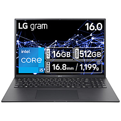 LG ノートパソコン LG gram オブシディアンブラック 16Z90RU-GA55J [16.0型 /Windows11 Home /intel Core i5 /メモリ:16GB /SSD:512GB /無し /日本語版キーボード /2025年2月モデル]