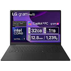 LG ノートパソコン LG gram Pro 16 メタグレー 16Z90TS-GU89J [16.0型 /Windows11 Home /intel Core Ultra 7 /メモリ:32GB /SSD:1TB /無し /英語版キーボード /2025年2月モデル]