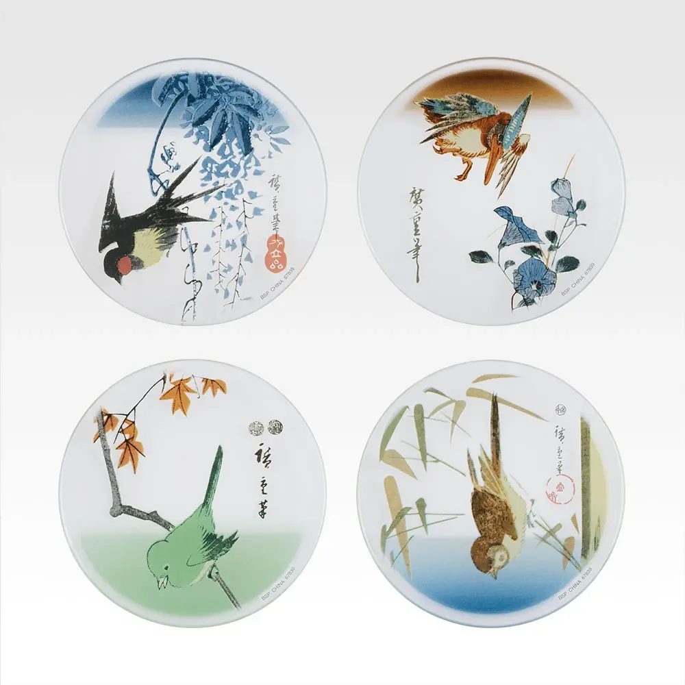 E賞 歌川広重 小鳥のガラス小皿